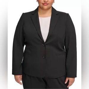 Calvin Klein Plus Size Notched-Collar Two-Button Jacket Black NEW